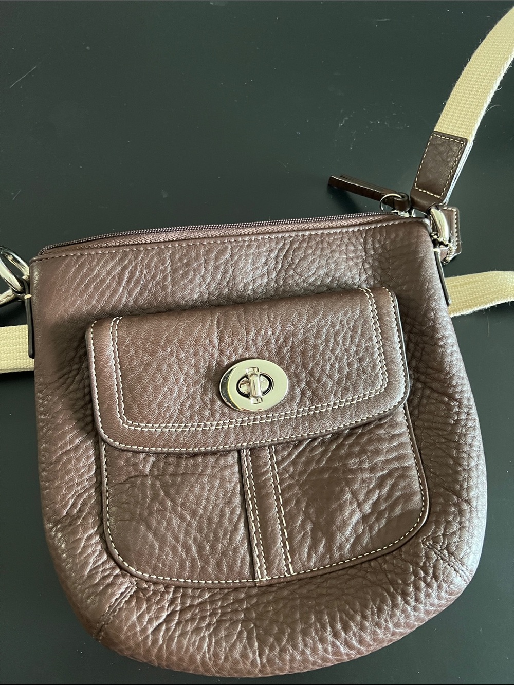 Coach Leather Crossbody Bag in Dark Brown - Adjustable Strap